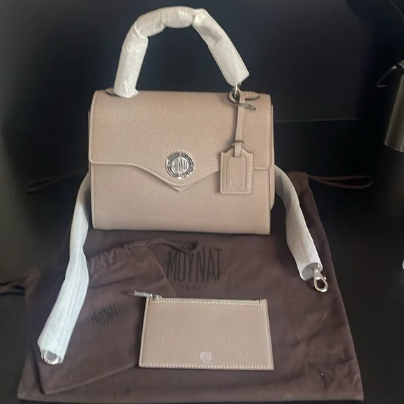 Discontinued MOYNAT Voyage Taurillon Blush PM Touterelle w/zip pouch & dust bags - Picture 6 of 15
